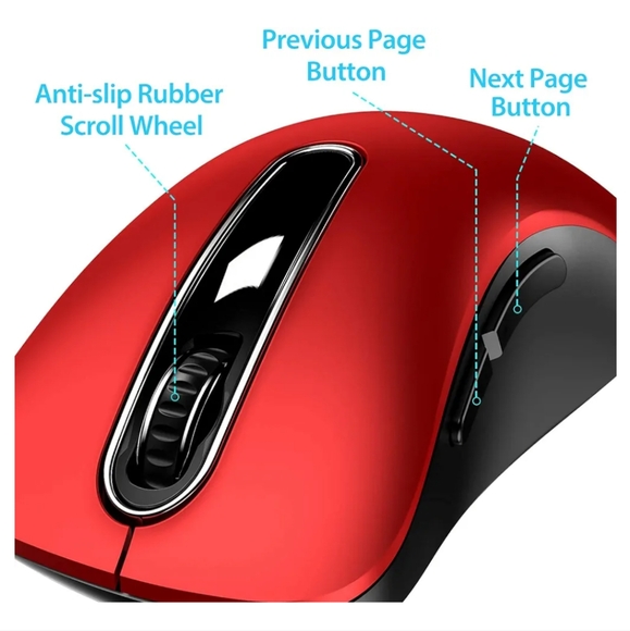 WIRELESS MOUSE, RED - Picture 3 of 10